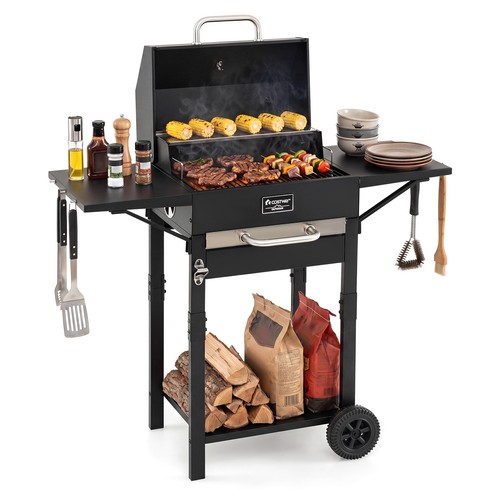 Charcoal grill side tables - charcoal,