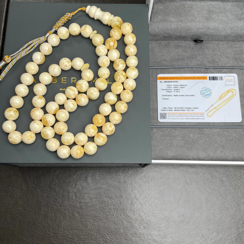 Handmade white amber misbaha - amber,