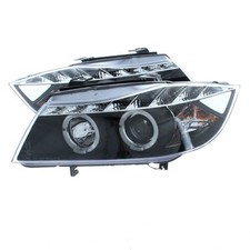 FOR BMW E90 E91 05-08 BLACK LED ANGEL EYE HALO PRJECTOR HEADLIGHTS RHD