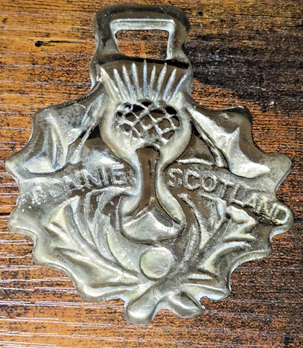 Brass horse medallion vintage - brass,