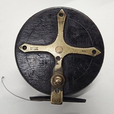 Antique Fly Fishing Reel 4 1/2" Brass & Walnut Heaton Sun Patent. 1885