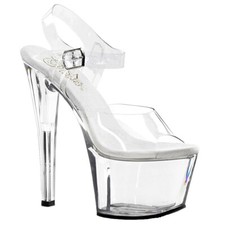 Pleaser Sky-308 Exotic Pole Dancing Shoes, Ankle Strap 7" Heel Platform Sandal.
