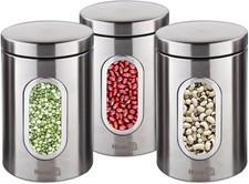 Set of 3 Tea Coffee Sugar Kitchen Storage Canisters Jars Pots Containers Tins