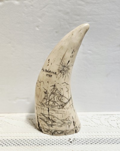 Vintage faux scrimshaw - faux, resin
