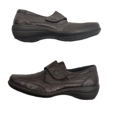 Loretta Brown Leather Slip On Shoes Size 7 Side Pulls Orthopaedic Comfort Shoes
