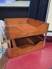 Antique Globe Wernicke Wood No. 2 Desk Letter / Paper Tray / Organizer Oak Brass