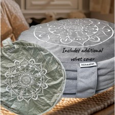 Meditation Cushion floor Pillow Yoga Bolster + velvet cover