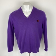 Vintage Pringle Of Scotland 100% Cashmere Jumper Purple Size 48 / 2XL Mens 