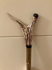 Red Deer Antler  walking Thumb Stick on a Hazel shank.