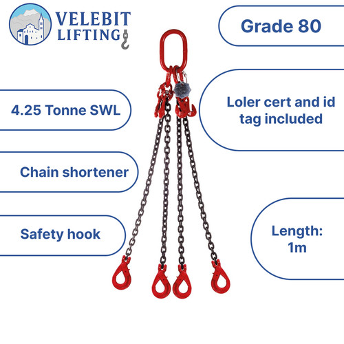 1mtr leg 8mm lifting chain - x4,