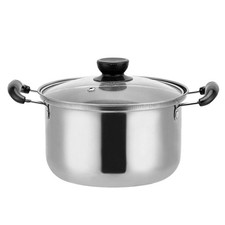 Soup Pot Stainless Steel Stockpot Multifunctional Hot Pot with Glass Lid