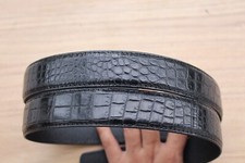 W 1.3 inch  Black Genuine  Croc LEATHER Skin Men's Belt