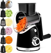 SUSTEAS Rotary Cheese Grater w/Handle &6 Blades, Round Slicer & Vegetable Grater