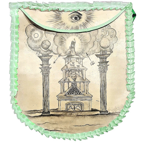 Hand painted masonic apron - hand-painted, apron–