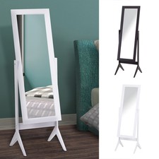 Dressing Mirror Freestanding Tall Adjustable Angle White 148x47cm Bedroom