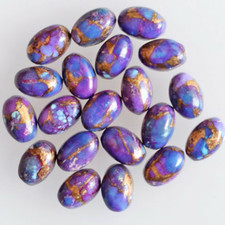 Purple Copper Turquoise Gemstone 7x9mm Oval Cabochon Calibrated - 5 Pieces