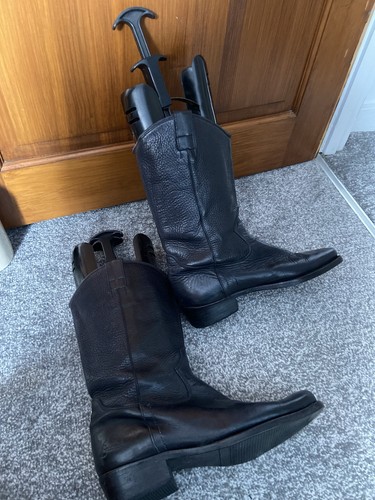 Black leather flat - flat, cowboy