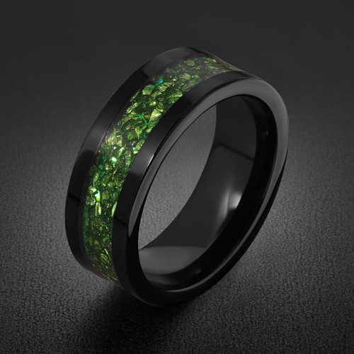 Emerald ring black tungsten - ring,,
