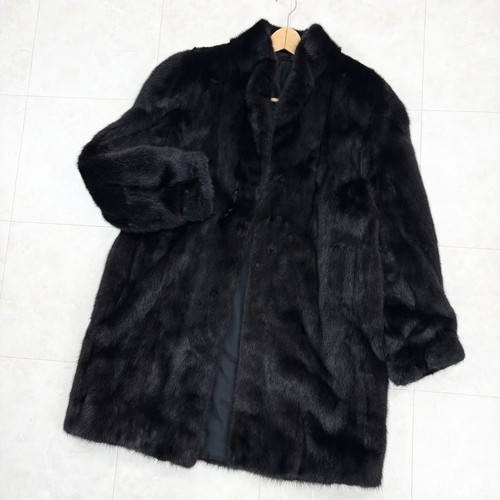 Vintage black real fur coat - black,
