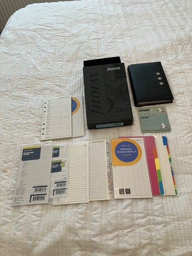 Black leather filofax - black,