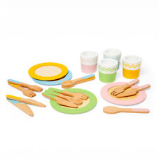 Bigjigs Toys Wooden Dinner Service Set 20 Play Pieces, Food & Drink Role Play