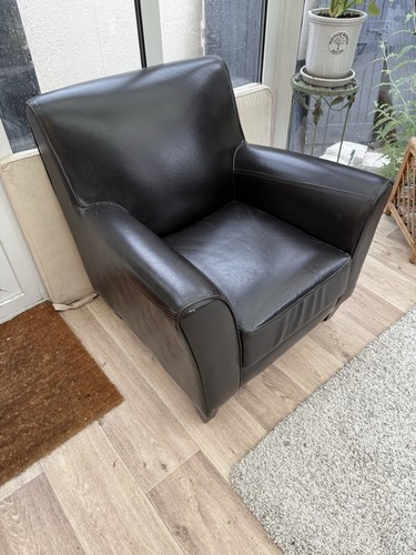 Brown leather armchair modern - leather,