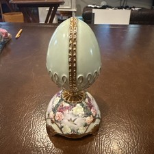 2004 Heirloom Porcelain Music Egg Hummingbird Box Garden Glory By Lena Liu 