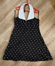 Dead Threads Dress 1950s Retro  Pinup White Black polka skull bones Halloween XL