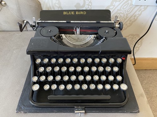 Vintage blue bird typewriter - vintage,