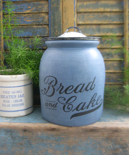 Antique stoneware crock blue - crock,