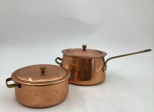 Copper cooking pot with - pot, lid
