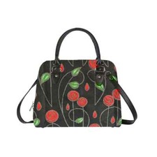 Signare Macintosh Simple Rose Black Art Tapestry Convertible Shoulder Grab Bag