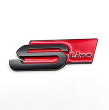 Red Black S line Metal Badge Rear Boot Emblem With Adhesive Backing For Audi