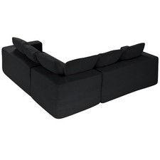 Modular Sectional Sofa L Shape Cloud Couch with Corduroy and Cushion Black