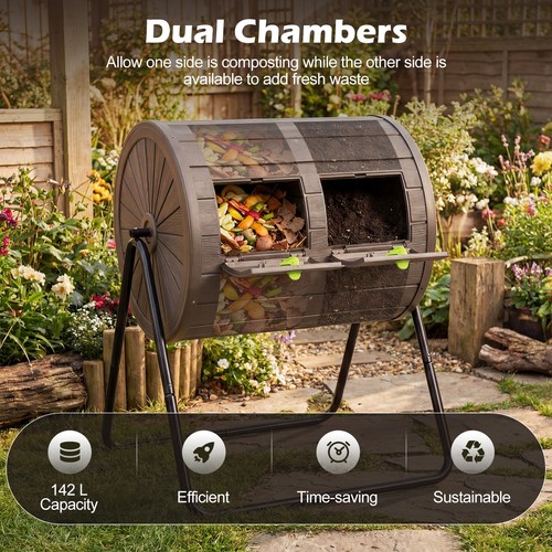Dual chamber compost tumbler - chamber,
