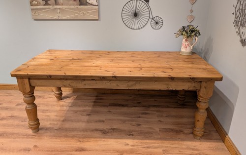 Solid pine farmhouse 7ft table - solid,