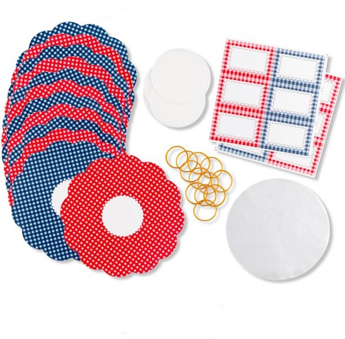 Gingham jam pot covers - pot,