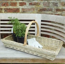 Large traditional flat rectangle willow garden trug flower basket