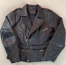 Vintage Leather Biker Jacket Motorcycle Jacket Black EU Size 52 42”