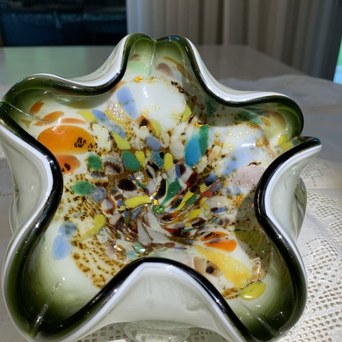 Murano art glass white outside - art,