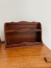 Vintage Wooden Two Shelf Spice Rack, Solid Wood Wall Hanging Kitchen Display