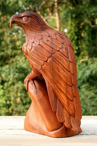 Large wooden eagle statue - 12",