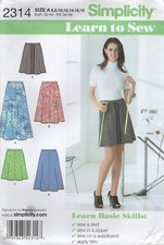 Simplicity Sewing Pattern 2314 EASY Skirts "Learn to Sew" 3 Lengths Sz 6-18 New