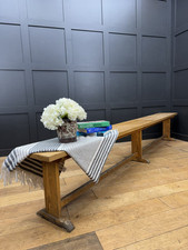 Long Vintage Oak School Bench