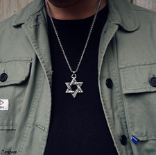 Vintage Jewish Star of David Silver Men Unisex Sterling Silver Pendant Necklace