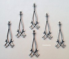 #3499 ANTIQUED STERLING SILVER PLATED CELTIC RENAISSANCE DROP W/HANG RING- 6 Pcs