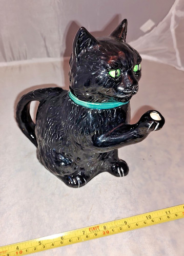 Black cat teapot - black, with