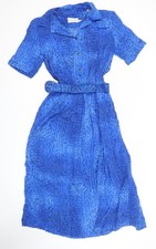 Mandy Marsh Women’s Blue Shirt Dress Size 12 Belted Midi Buttoned