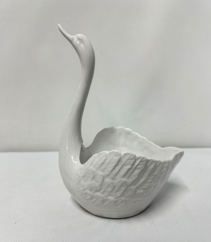 Vintage white ceramic - ceramic, swan