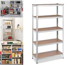 Garage Racking 5 Tier Shelving Unit Boltless Heavy Duty Metal Shelf Shed Storage